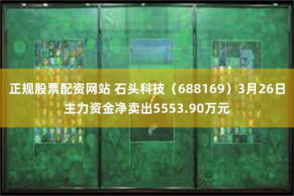 正规股票配资网站 石头科技（688169）3月26日主力资金